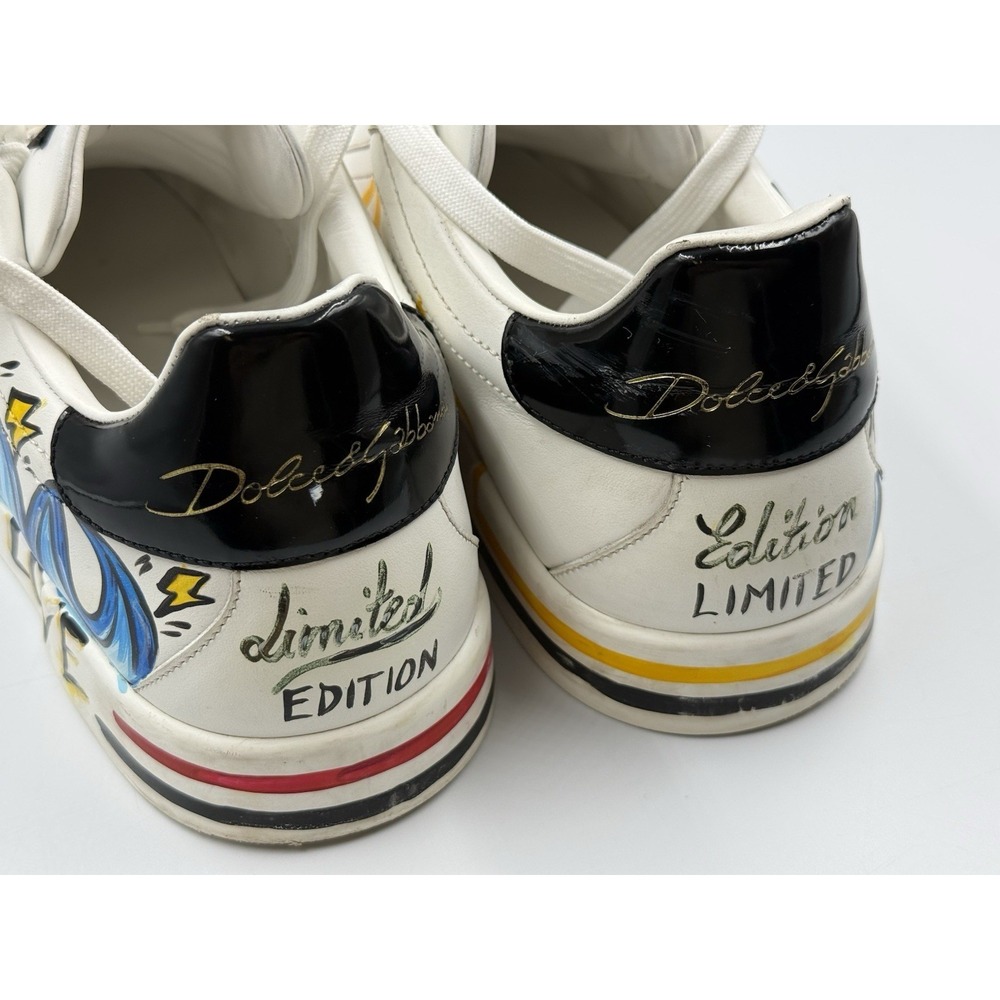 Dolce & Gabbana Portofino Graffiti Sneakers White Leather Men Size 10 US 11 - Picture 14 of 16